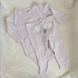 Carter's Light Pink Striped Baby Bodysuit Set